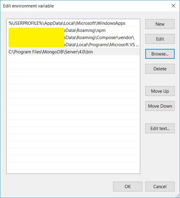 Add path MongoDB Environment Variable Add path MongoDB Environment Variable