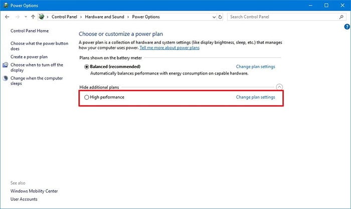 Change Power Plan Configuration