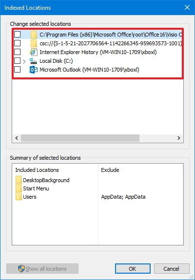Turn off Search Indexing