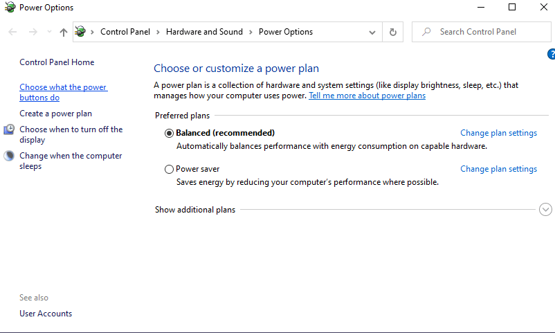 Choose what the power buttons do Choose what the power buttons do
