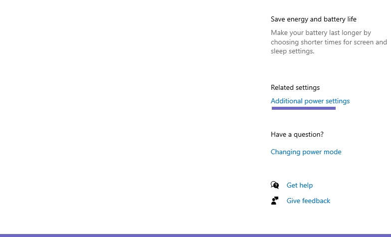 Related settings. Click the Additional power settings menu Related settings. Click the Additional power settings menu