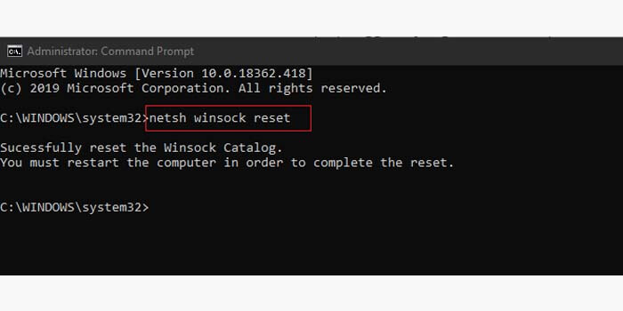 Reset the Network Adapter Reset the Network Adapter