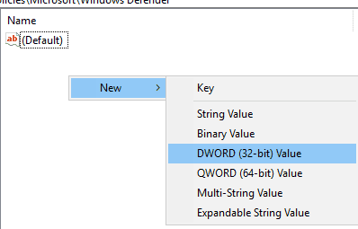 select DWORD (32 bit) Value select DWORD (32 bit) Value