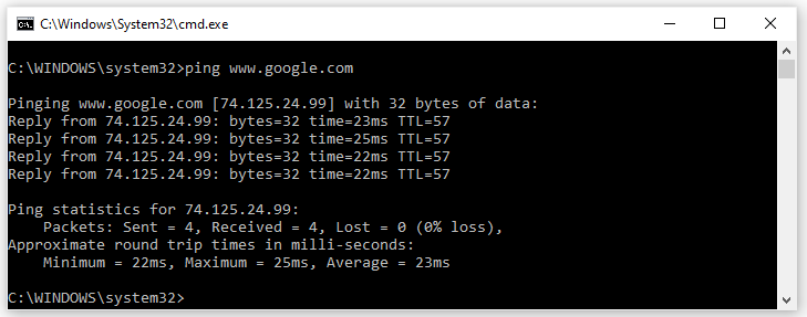 Ping Google to check the internet Connectivity Ping Google to check the internet Connectivity