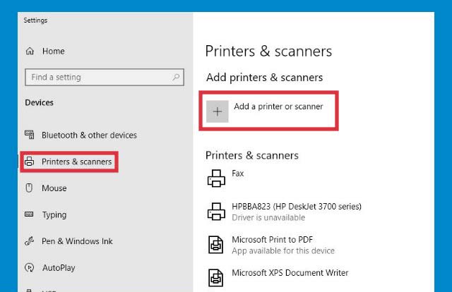 Add a printer or scanner