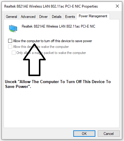 Allow the computer to turn off this device to save power Allow the computer to turn off this device to save power