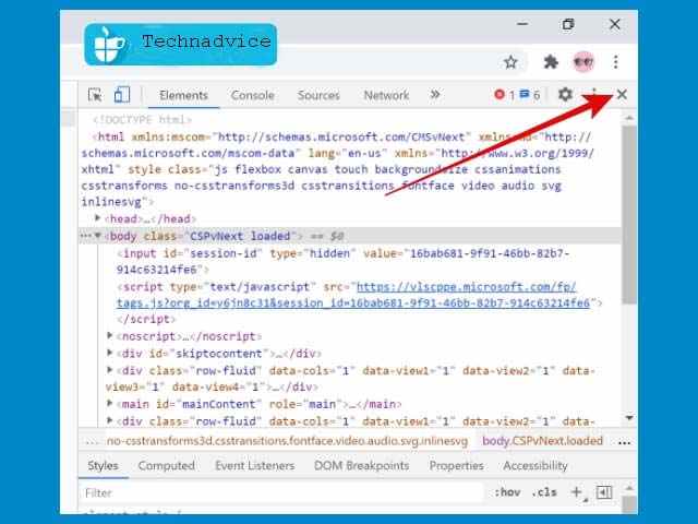 Close the Developer Tools view by pressing the cross button Close the Developer Tools view by pressing the cross button