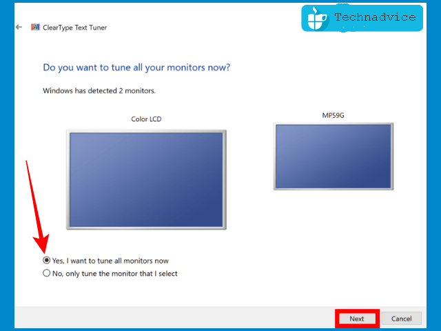 Enable ClearType on all monitors
