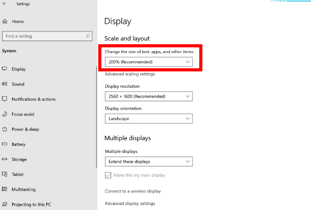 Make a scaling adjustment to solve the blur and small text on the big monitor