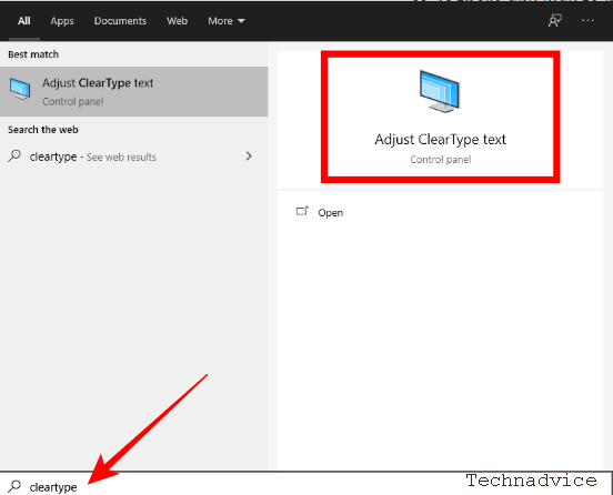 Open the Adjust ClearType text setting