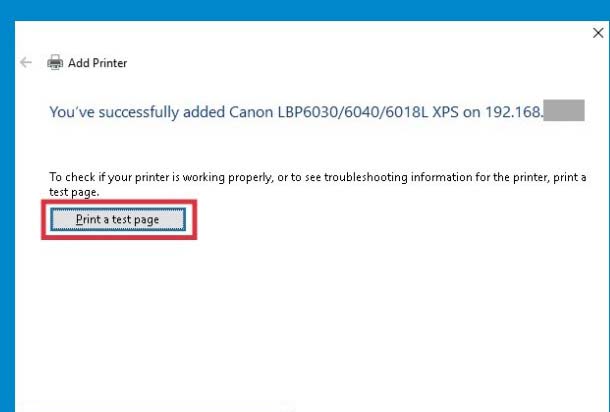 Print the document. Print a test page