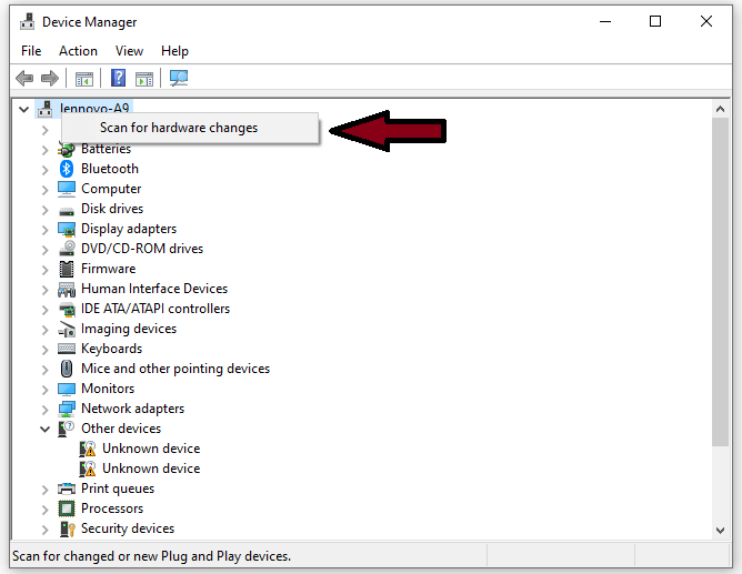 Scan For Hardware Changes Scan For Hardware Changes
