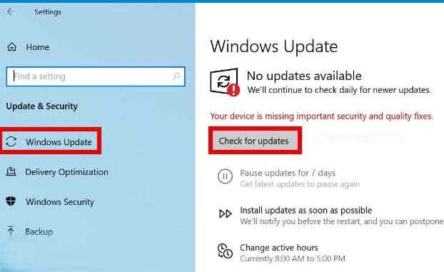 The next step is to update Windows The next step is to update Windows