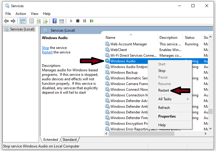 Windows Audio Restart Microphone Windows Audio Restart Microphone