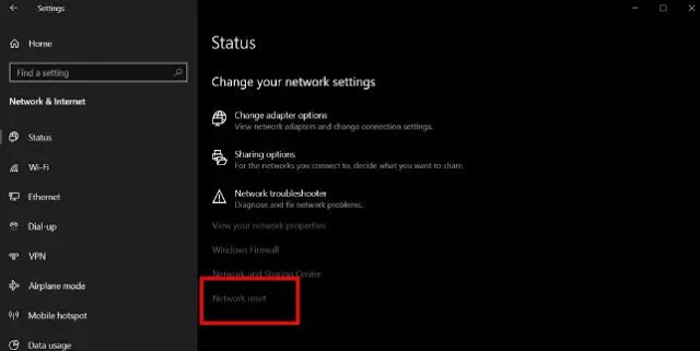 Reset network adapters Reset network adapters