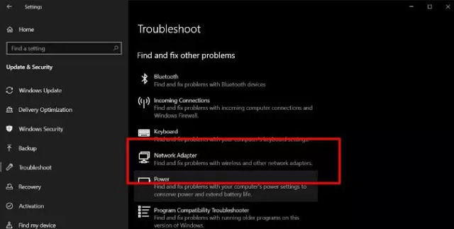 Run the Network adapter troubleshooter Run the Network adapter troubleshooter