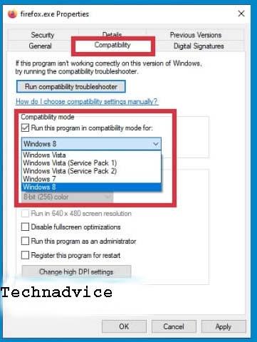 Run the program in Compatibility mode Run the program in Compatibility mode