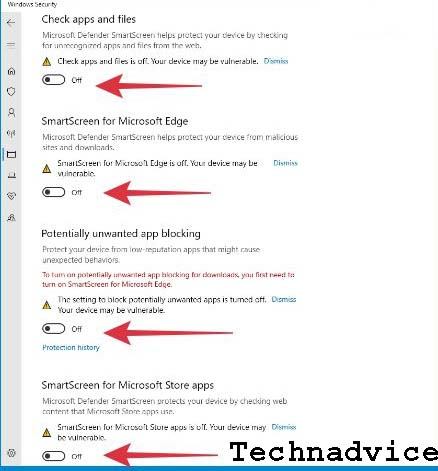 Turn off the smart screen feature Turn off the smart screen feature