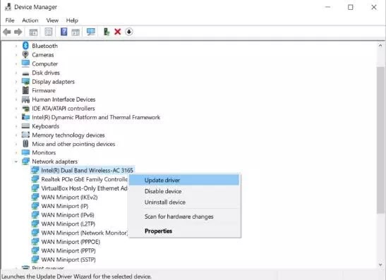 Update the network adapter driver Update the network adapter driver