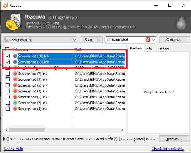 Select the files that we will restore Select the files that we will restore