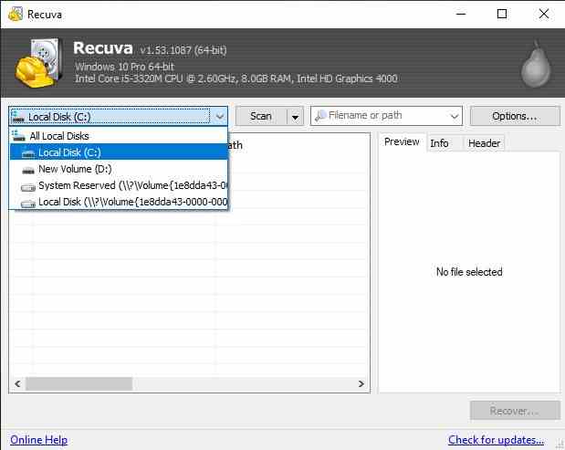 Select the location of the drive where the file will appear again Select the location of the drive where the file will appear again