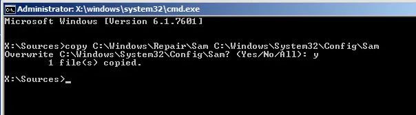 Copy SAM File from Repair Folder Copy SAM File from Repair Folder