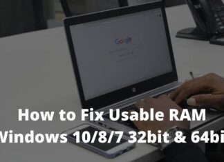 Fix Usable RAM Windows 10/8/7 32bit & 64bit PC 2024 How to Fix Usable RAM Windows 1087 32bit & 64bit