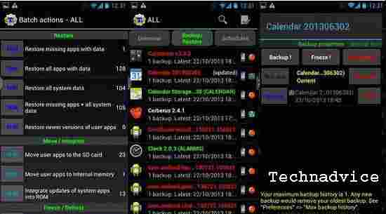 Perform backup and restore applications