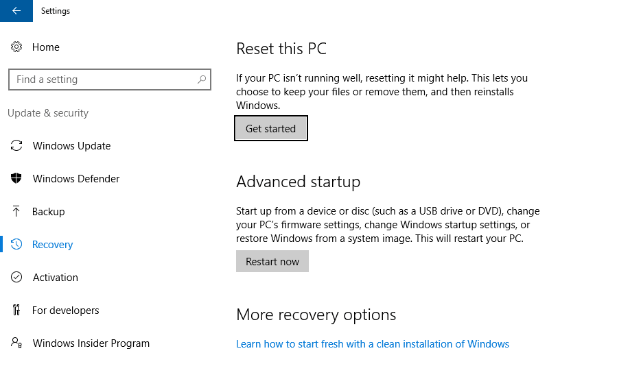 Reset your Windows 10 Reset your Windows 10