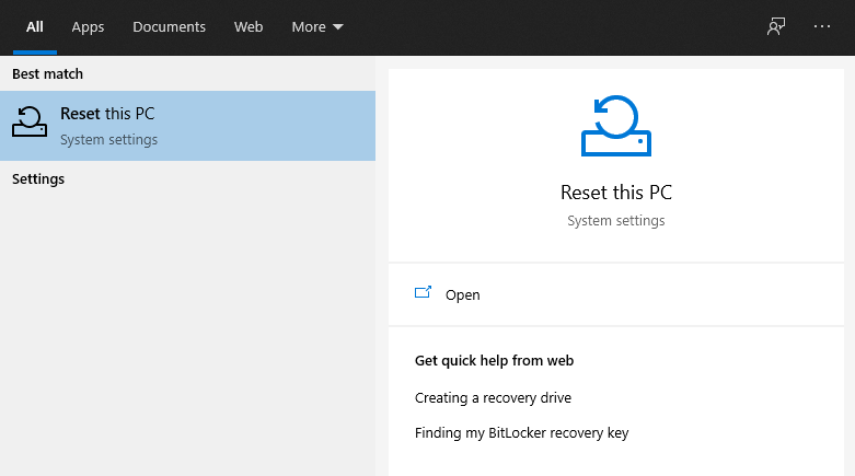 Reset your Windows 10 Reset your Windows 10