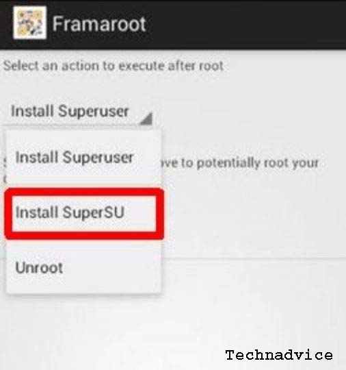 Root steps using framaroot