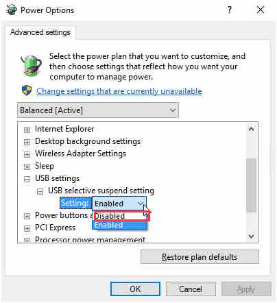 Change the USB Selective Suspend Settings Change the USB Selective Suspend Settings