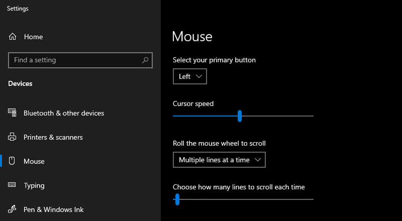 Change Scrolling Settings Change Scrolling Settings