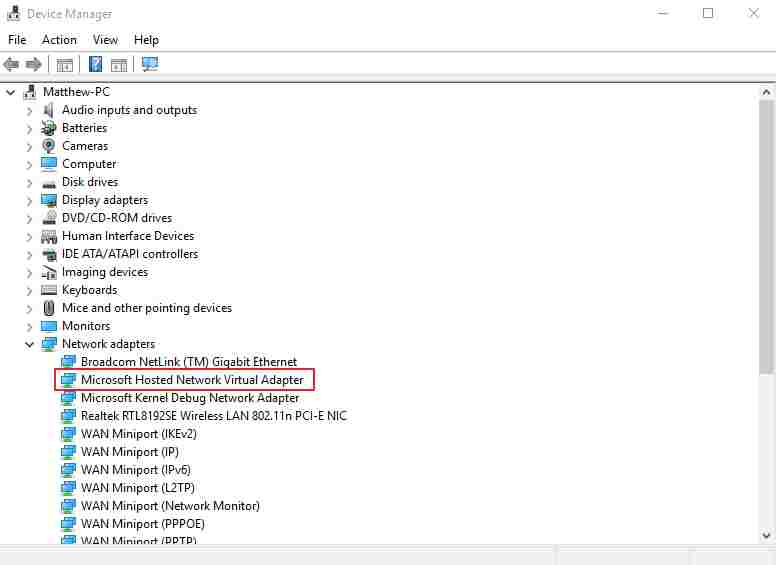 Enable Microsoft Hosted Network Virtual Adapter Enable Microsoft Hosted Network Virtual Adapter