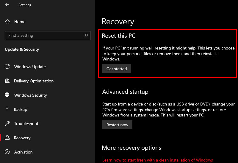 Reset Windows 10 (Last Choice) Reset Windows 10 (Last Choice)