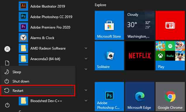 Restart Computer Restart Computer