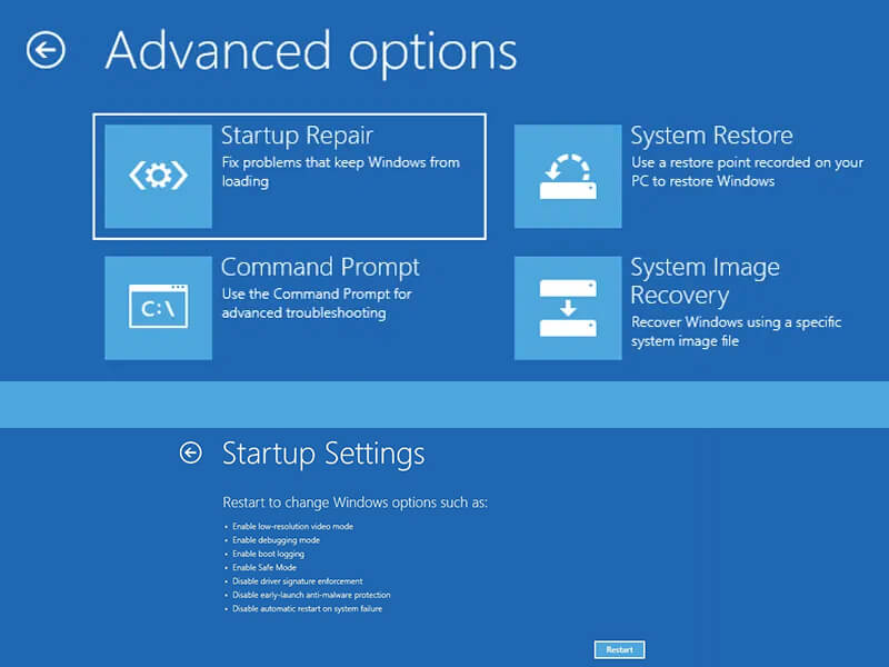 Run Startup Repair Run Startup Repair