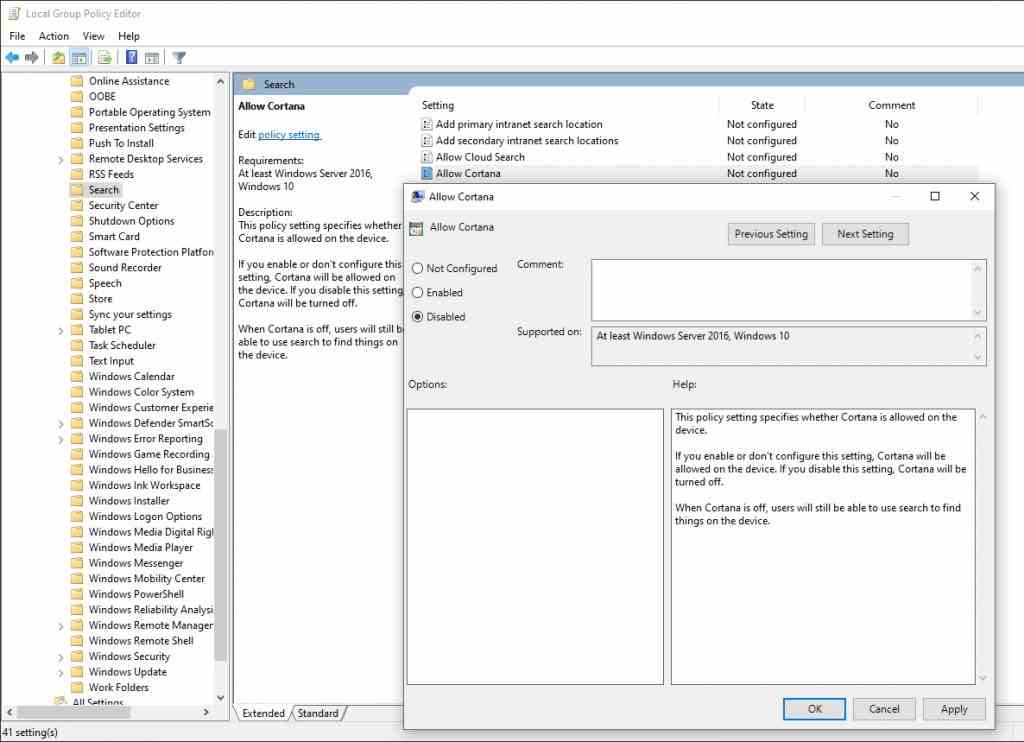 Turning Off Cortana On Windows 10 Enterprise Or Pro Turning Off Cortana On Windows 10 Enterprise Or Pro