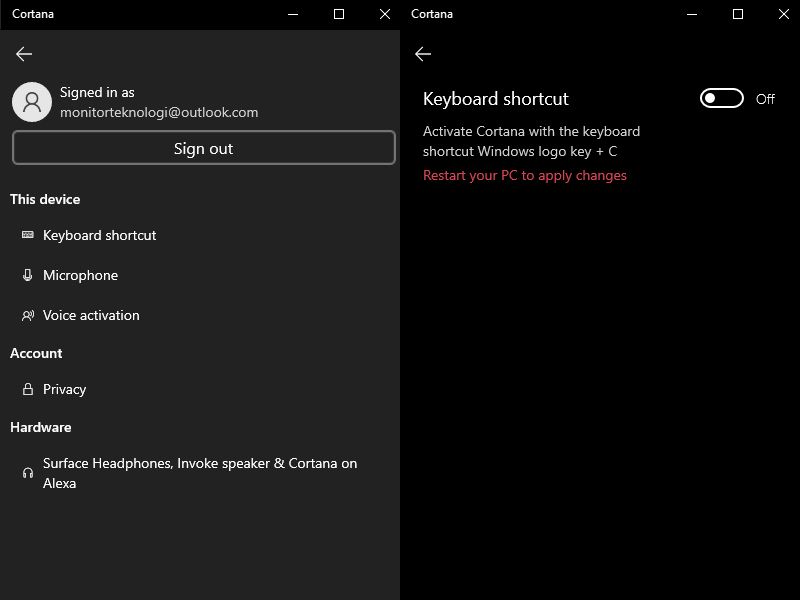 Turning Off Cortana Through the App Turning Off Cortana Through the App