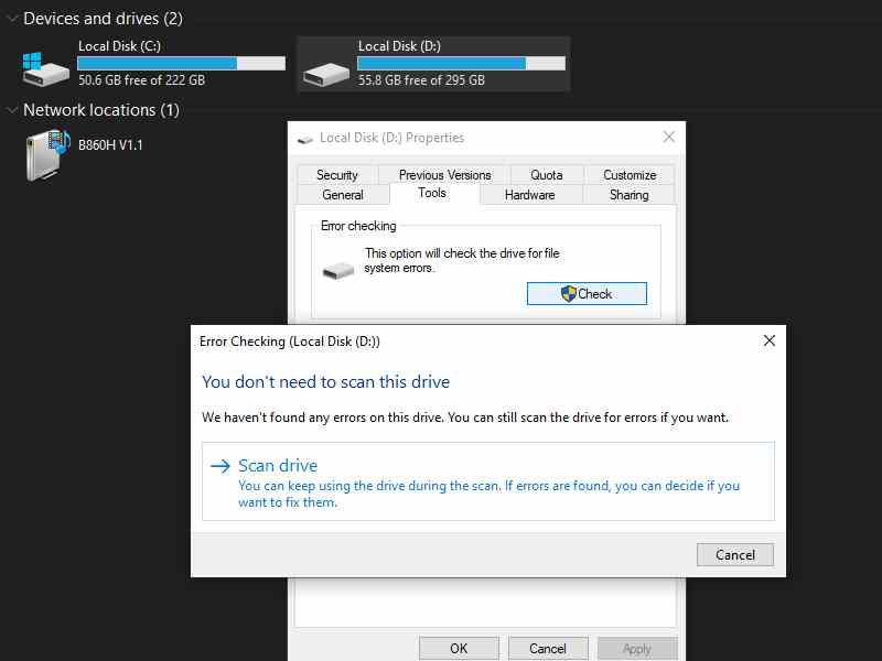 Use the Windows Error Checking Tool Use the Windows Error Checking Tool