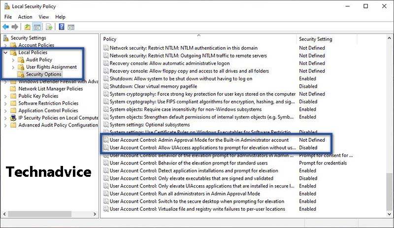 Change the Security Policy Rules
