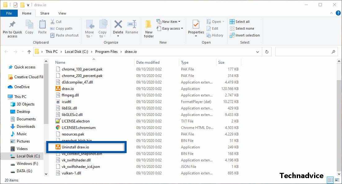 Uninstall via Program Files