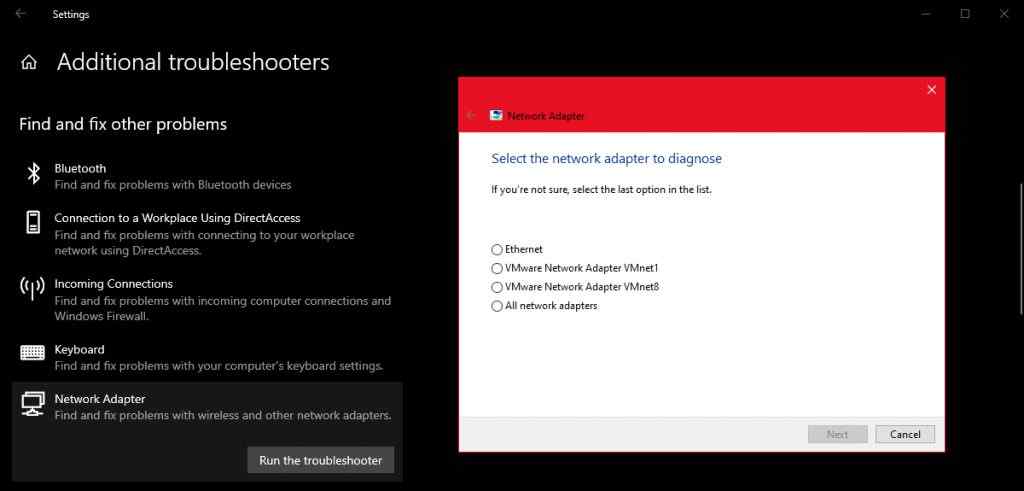 Run Network Adapter Troubleshooter Run Network Adapter Troubleshooter