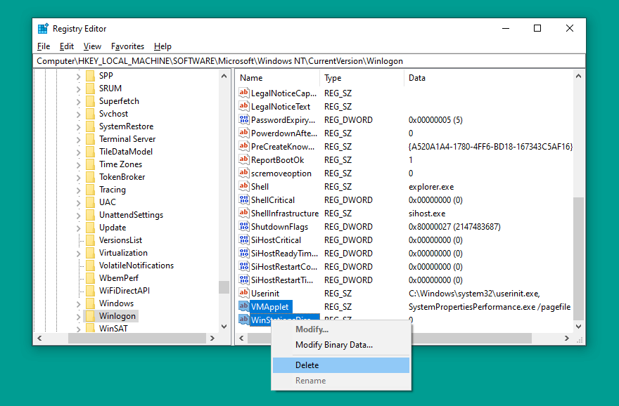 Delete Registry After Userinit Delete Registry After Userinit
