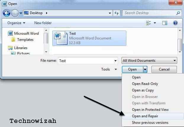 Open Word Files with Open and Repair Features Open Word Files with Open and Repair Features