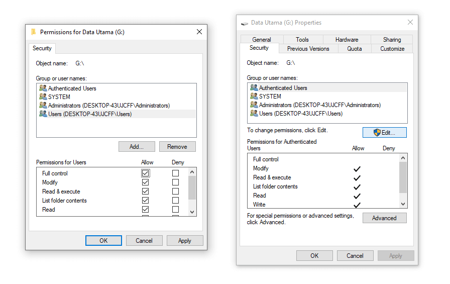 Preset Drive Permissions Preset Drive Permissions