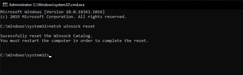 Reset Winsock Reset Winsock