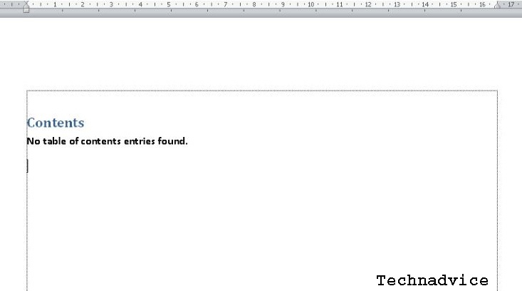 Create Automatic Table of contents