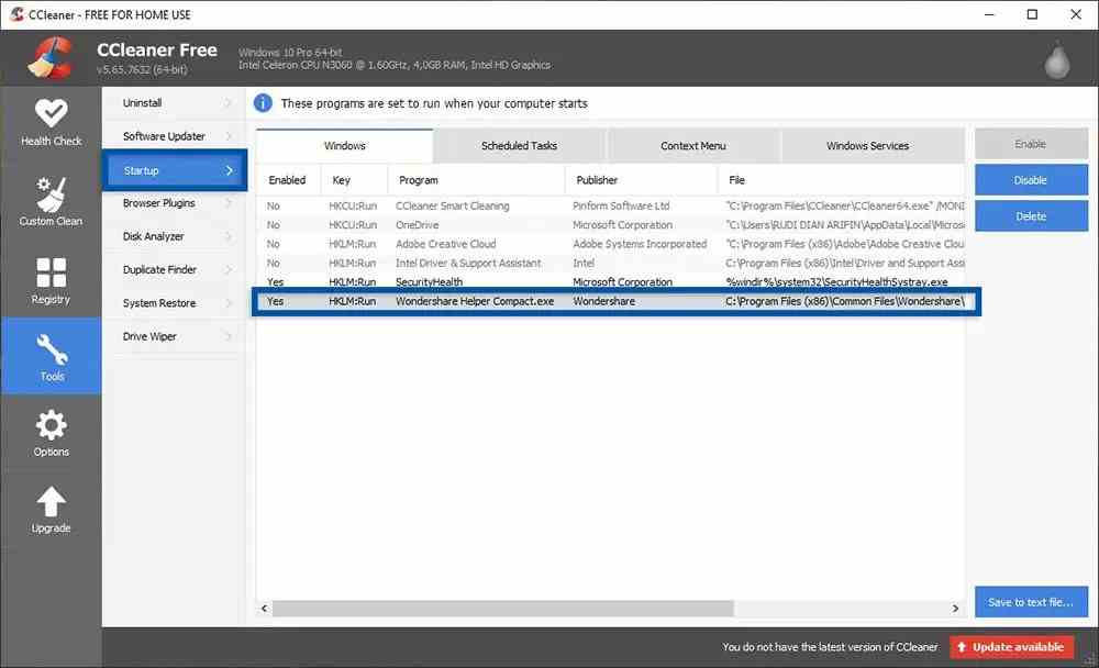 Stopping Startup programs using Third-Party Software
