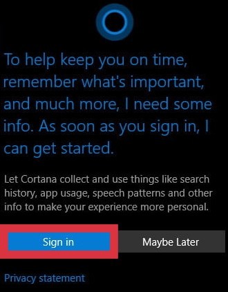 Enable Cortana Enable Cortana